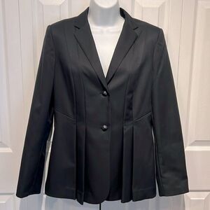 Calvin Klein Black‎ Lined Front Box Pleats Button Closure Blazer Size 8